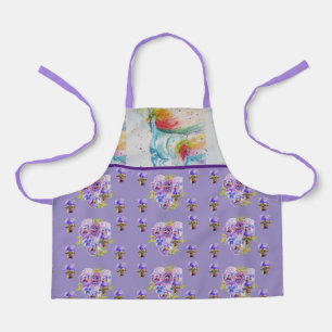 Unicorn Waterverf Schilder Paarse vrouwen Apron Schort