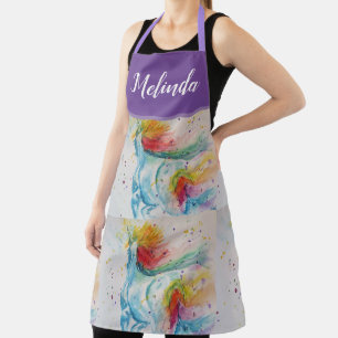 Unicorn Waterverf Schilder Paarse vrouwen Apron Schort