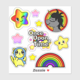 Unicorn wens met Star Cat en Rainbow Sticker