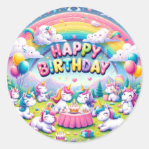 Unicorn Whimsical Anniversaire stickers