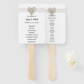 Unicorn White Lace Wedding Program Fans Handwaaier (Voorkant en achterkant)