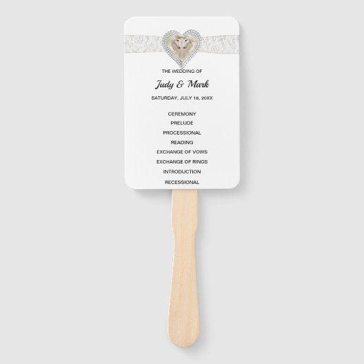 Unicorn White Lace Wedding Program Fans Handwaaier (Voorkant)