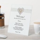 Unicorn White Lace Wedding Safety Reclamebord Met Voetstuk (Insitu)