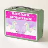 UNICORN WINGED ROSE ROSE BLANC Lunchbox en métal (Dos)