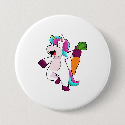 Unicorn with Carrot Ronde Button 7,6 Cm (Voorkant)
