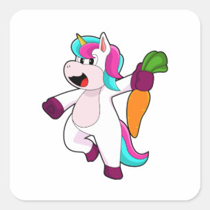 Unicorn with Carrot Vierkante Sticker