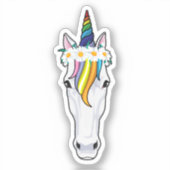 Unicorn with Flowers Sticker (Voorkant)