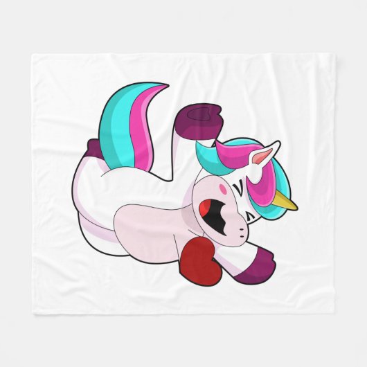 Unicorn with Heart Fleece Deken (Voorkant (Horizontaal))