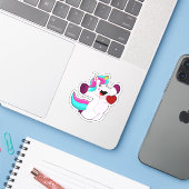 Unicorn with Heart Sticker (Laptop met iPhone)