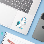 Unicorn with Soap bubbles Sticker (Laptop met iPhone)
