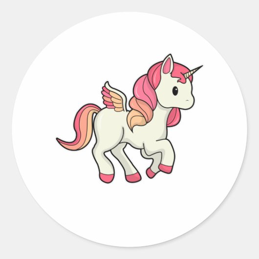 Unicorn with Wings Ronde Sticker (Voorkant)