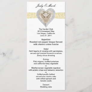 Unicorn Yellow Lace Wedding Menu Kaart