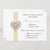 Unicorn Yellow Lace Wedding Response Kaart (Voorkant / Achterkant)