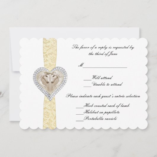 Unicorn Yellow Lace Wedding Response Kaart (Voorkant)