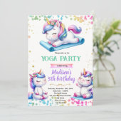Unicorn yoga birthday party invitation (Debout devant)
