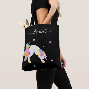 Unicorn yoga brengt een leuke zwarte naam met zich draagtas