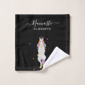 Unicorn yoga pose amusant noir nom Namaste (Gant de toilette)