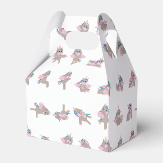 Unicorn Yoga Poses Patroonontwerp Bedankdoosjes (Achterkant)