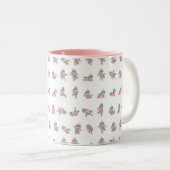Unicorn Yoga Poses Patroonontwerp Tweekleurige Koffiemok (Voorkant rechts)