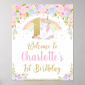 Unicorne 1er anniversaire Rainbow Welcome Poster (Devant)