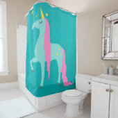Unicorne à long-terme sur rideau de douche verte (En situation)