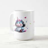 Unicorne adorable avec casque Mug (Devant gauche)