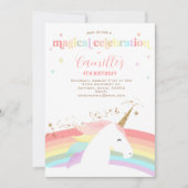 Unicorne anniversaire invitation rainbow moderne (Devant)