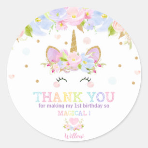 Unicorne Anniversaire Merci Sticker Étiquettes
