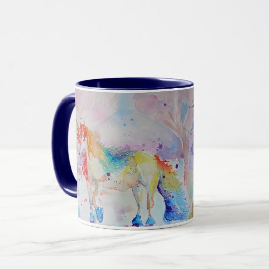 Unicorne aquarelle filles dames Mug (Devant gauche)