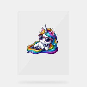 Unicorne arc-en-ciel cool avec lunettes de soleil