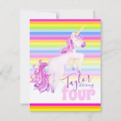 Unicorne art arc-en-ciel invitations de 4ème anniv (Devant)