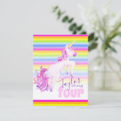 Unicorne art arc-en-ciel invitations de 4ème anniv (Debout devant)
