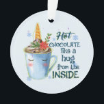 Unicorne au chocolat chaud | Cosy Unicorn Winter<br><div class="desc">Un ornement fantaisiste et réconfortant, avec une mignonne licorne, dégustant une tasse de chocolat chaud, entourée de flocons de neige et de vibrations hivernales festives, et l'expression sucrée "Chocolat chaud comme un câlin de l'intérieur". Parfait pour les amateurs de licorne, les amateurs de cacao chaud et tous ceux qui aiment...</div>