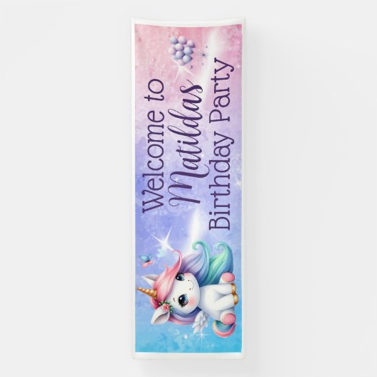 Unicorne avec ballons Bannière intérieure/extérieu (Verticale)