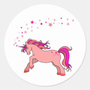 Unicorne Avec Étoiles Sticker Rond