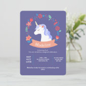 Unicorne avec Fleurs Invitation (Debout devant)