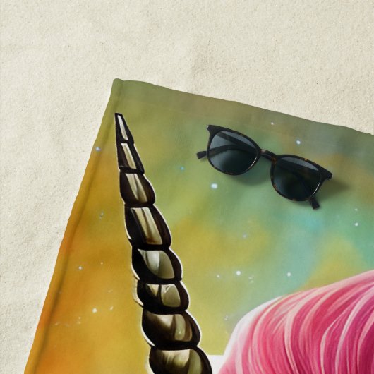 Unicorne avec serviette de plage rose Mane (En situation)