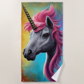 Unicorne avec serviette de plage rose Mane (Devant)