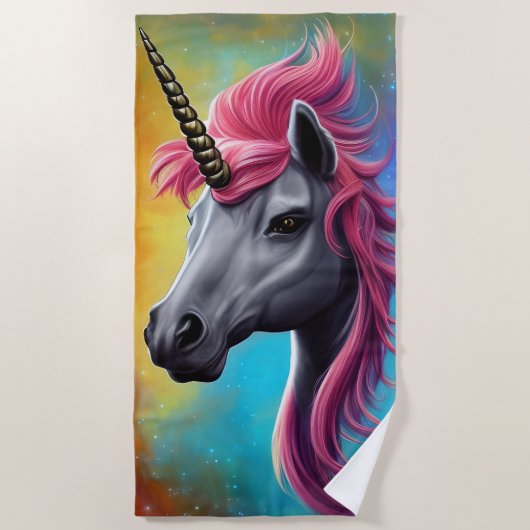 Unicorne avec serviette de plage rose Mane (Devant)