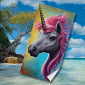 Unicorne avec serviette de plage rose Mane