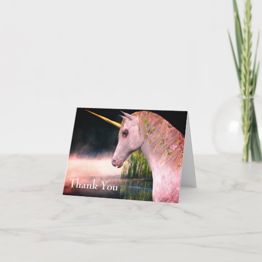 Unicorne Blanche Et Carte de remerciements Imagina (Devant)