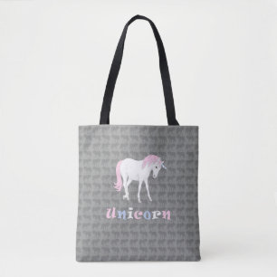 Unicorne blanche sur Sac fourre-tout gris