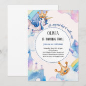 unicorne bleu pastel invitation d'anniversaire (Devant / Derrière)