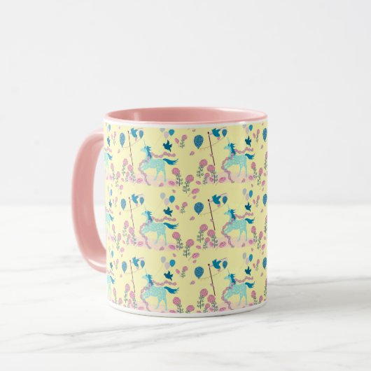 Unicorne Bleue Célébrant Son Anniversaire 2 Mug (Devant gauche)