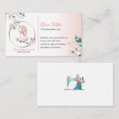 Unicorne boho carte de visite aquarelle rose turqu (Devant / Derrière)