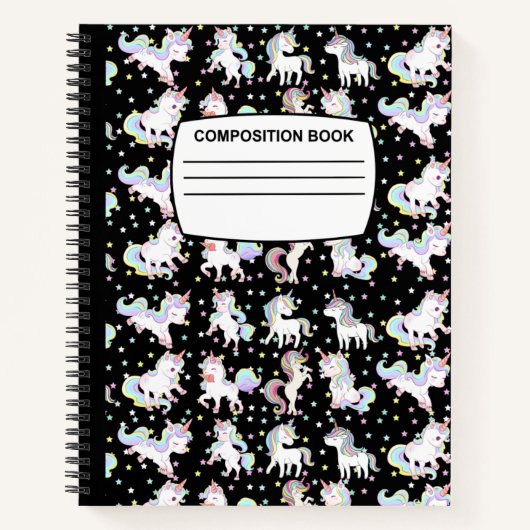 Unicorne Carnet de composition spirale (Devant)