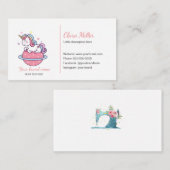 Unicorne carte de visite rose lune bleue (Devant / Derrière)