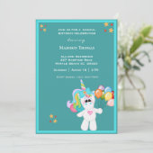 Unicorne colorée Invitation Anniversaire (Debout devant)