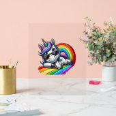 Unicorne cool avec lunettes de soleil sur Rainbow (Mariage)