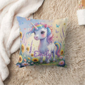 Unicorne dans Flower Garden Editable Carré Coussin (Couverture)